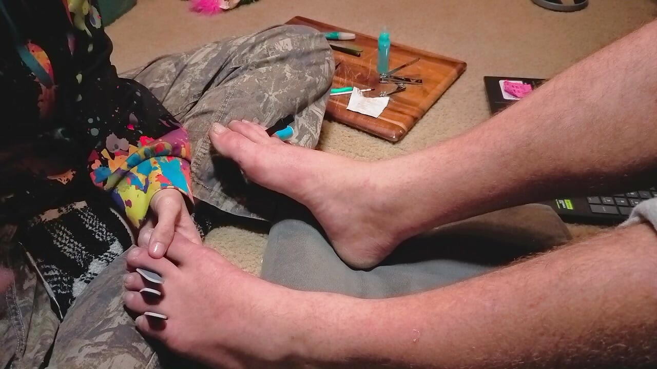 Melody Gives Her Master a Pedicure