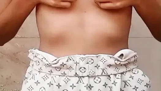 Desi Girl Pressing Her Soft Boobs