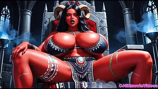 Ratu iblis menghukum budak seksnya, animasi Ai