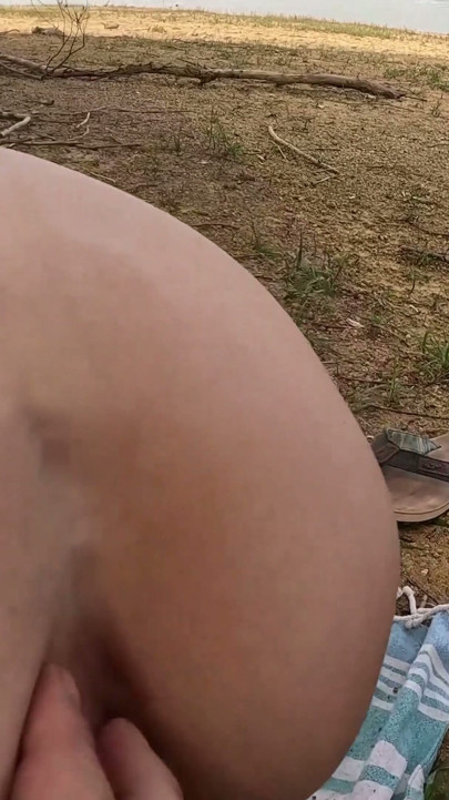 AlmaSol Vlogger at French Nudist Beach Sees a Guy Jerking Off and Sucks His Cock Until He Cums | Clip 1
