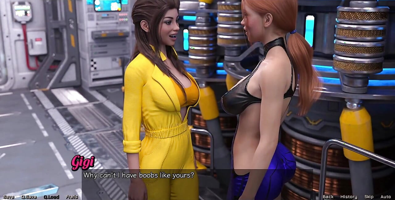 宇宙に漂流 - 華奢な黒髪美女＆巨乳赤髪美女がアナル3Pを求める