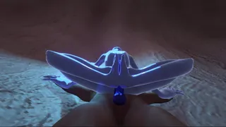 Синяя инопланетная девушка-слизь трахает человека в пещере