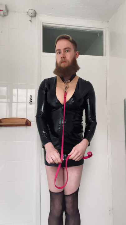 Presenting my leash to my Goddess