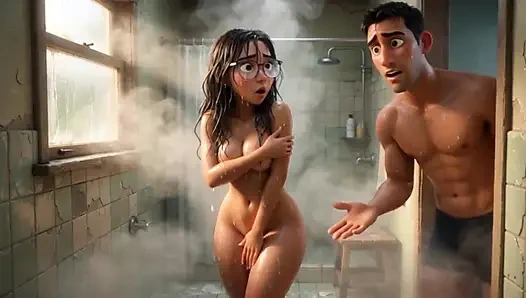 Üvey kardeşler arasındaki tabu banyo arzusu sonunda patlıyor - ai generated
