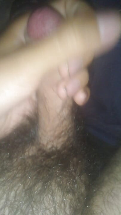 Massaging my hairy penis