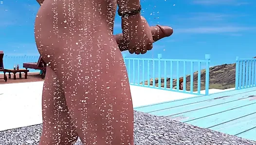 Stepaunt Caught Sean Masturbates Big Cock In Shower