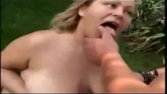 Grandma is fucked by a Guy in the Garden