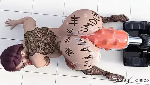 Extreme Monster Dildo Anal Fuck Machine Asshole Stretching - 3D Animation.