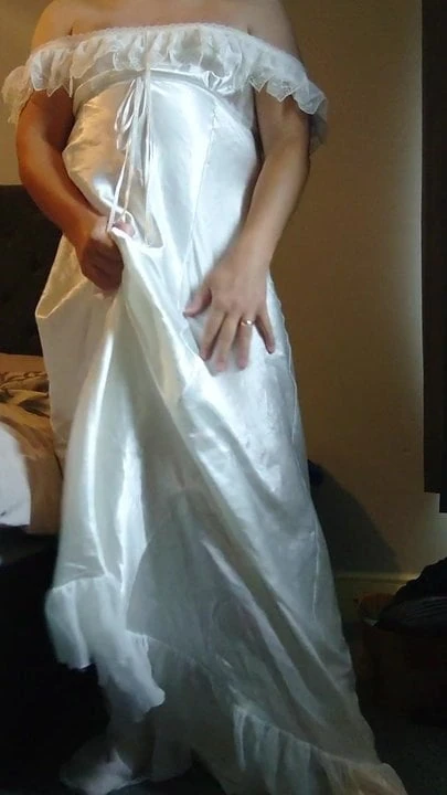 Satin nightgown fun