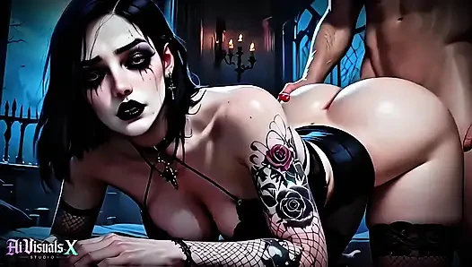 Ateşli gotik cadı - perili kalede anal ve dağınık boşalma (4k yapay zeka oluşturuldu)