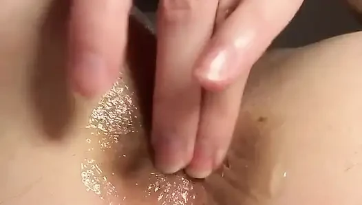 Extreme Close up Wet Asshole Fingering - Black Stockings & Dirty Russian Talk