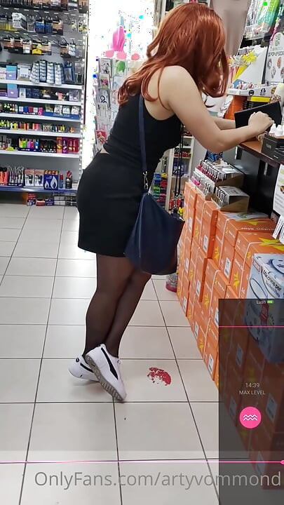 Redhead Orgasm While Shopping with a Remote Vibrator