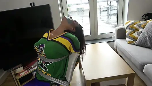 Latina in: Hockey Team Member Taped up to a Chair and Tape Gagged! (4k)