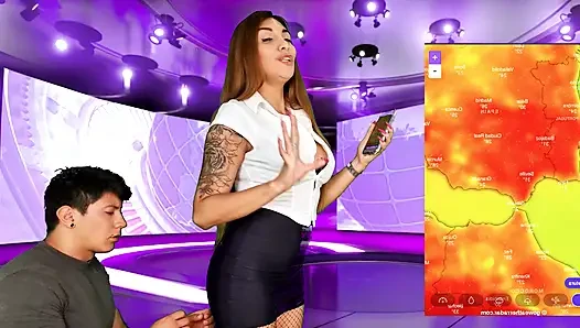 The cameraman fucks her during a live broadcast!