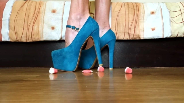 Crushing jelly bonbons with high heels