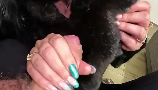 Slutty Mature Deepthroat & Cum Play on My Black Coat