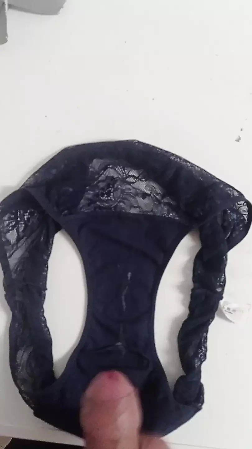 my wife was out at the weekend and got fucked. the sperm in the panties is from another cock. now cum in the panties too