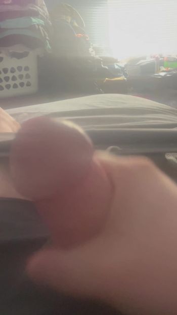 Amateur thick cock stroked to huge cumload