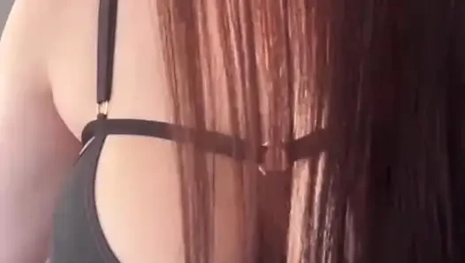 The most beautiful and gentle orgasm of my wife in stockings