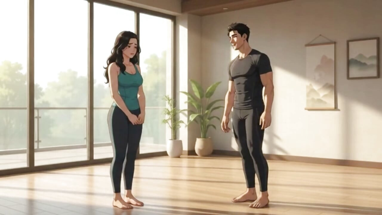 Cheating wife secret affair with yoga instructor when husband out