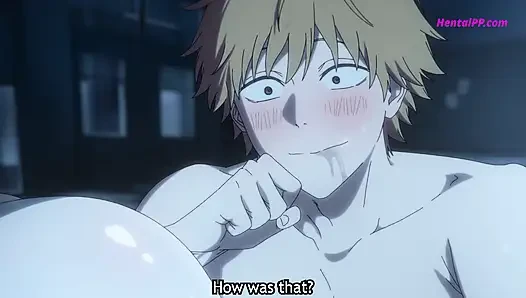 Denji fickt reze von hinten, packt ihre hüften, sie beißt seinen arm, während er nach innen kommt