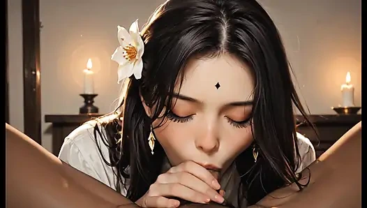 The 42-year-old stepmother kneels down and swallows everything her 19-year-old stepson is in the kitchen. Forbidden Oral Love Without Limits - IA