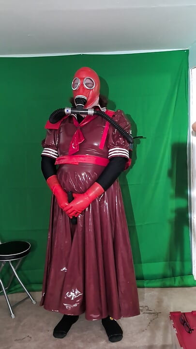 Gasmask och Bubbelflaska Ryggsäck, pvc skolflicka och vibrator trollstav