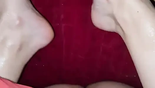 Late night faceless couple oiled up foot fetish fantasy