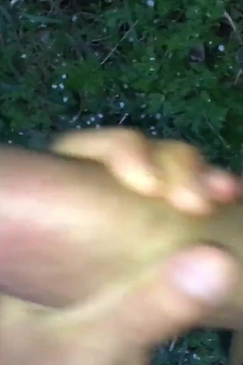 Outdoor Cumshot While Tip Toes Standing in the Sneakers POV