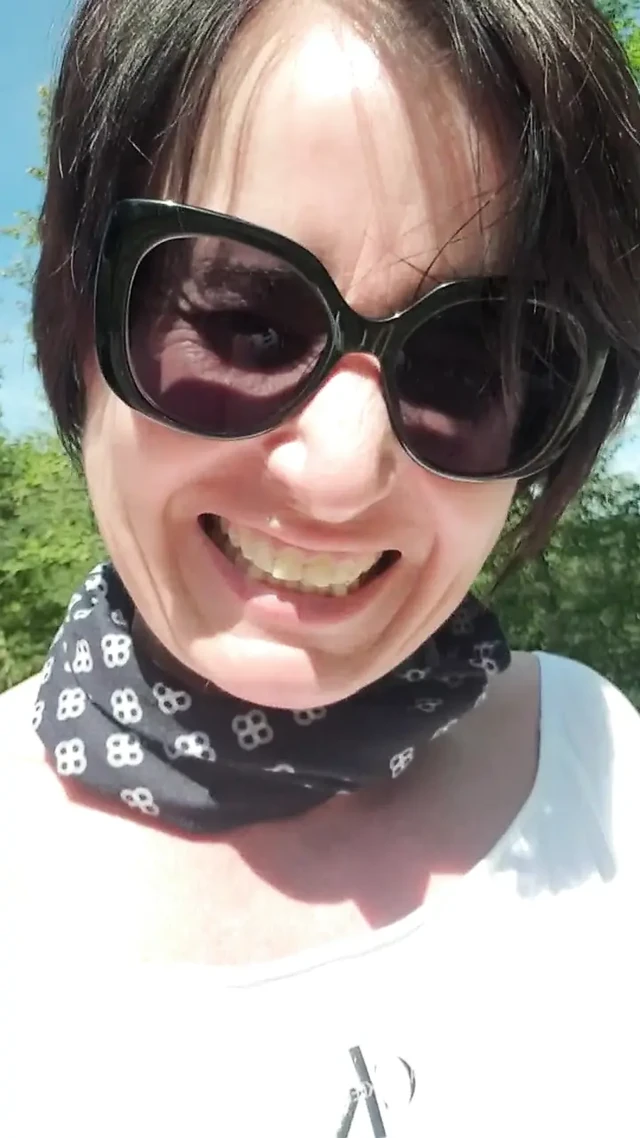 Julie splashes outdoors