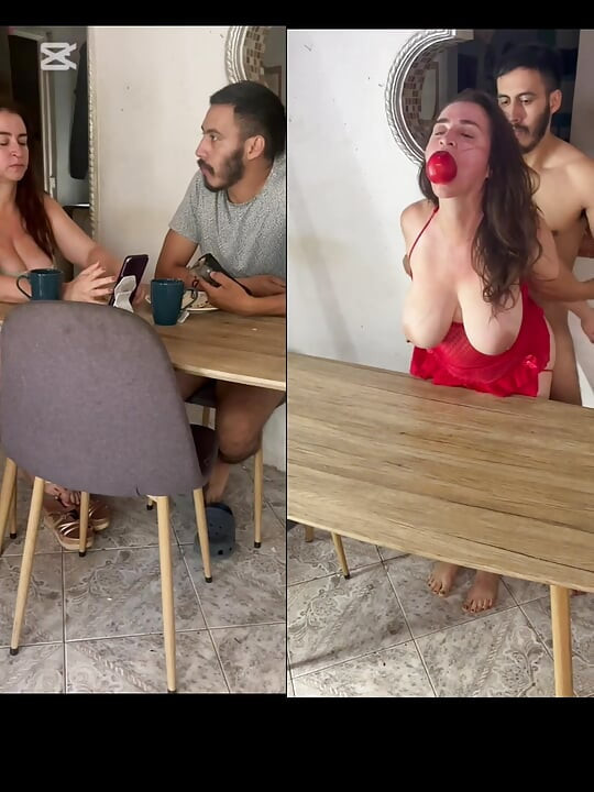 Zralá žena je ošukaná nevlastním synem na stole a dá to všechno dovnitř