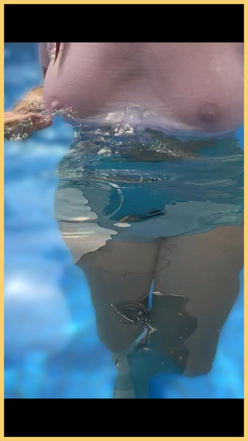 Wifey wet shirt in the pool with perfect braless tits