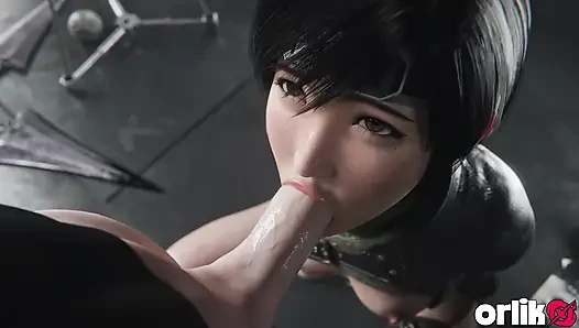 Yuffie Kisaragi großer schwanz schlampiger blowjob - tiefe &unordentliche 3D-Animation