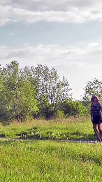 Key moment from "Daring Biking In Glossy Nylon Stockings"