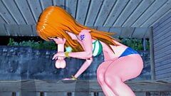 Nami gets a creampie on the beach! One Piece Hentai