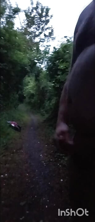 Strip and cum along footpath