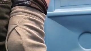 man in a porta potty