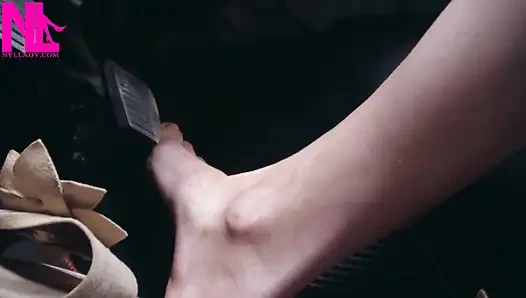 Crazy Barefoot Pedal Pumping on High Way