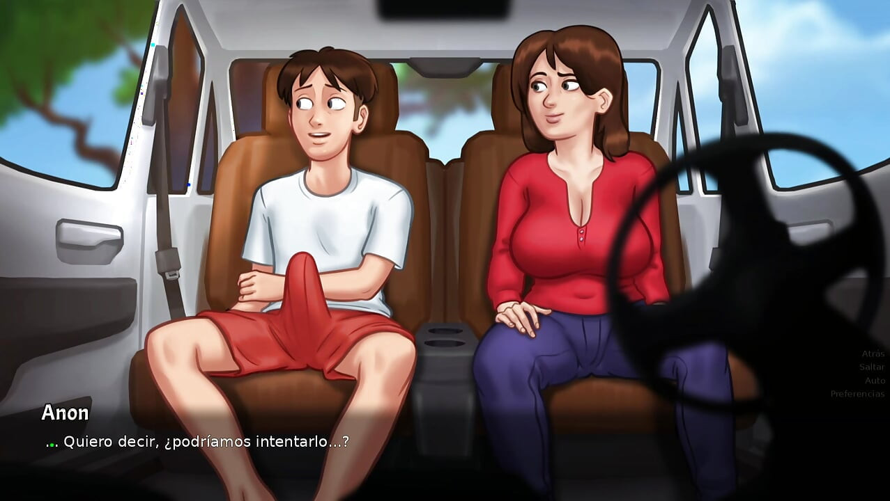 Madrasta seduzindo seu enteado no carro, eles acabam fazendo amor - Summertime Saga