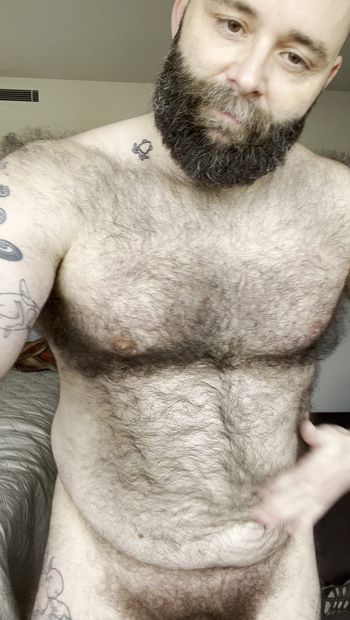 Dad with Buzzcut Shows Off His Beefy Hairy Body For You