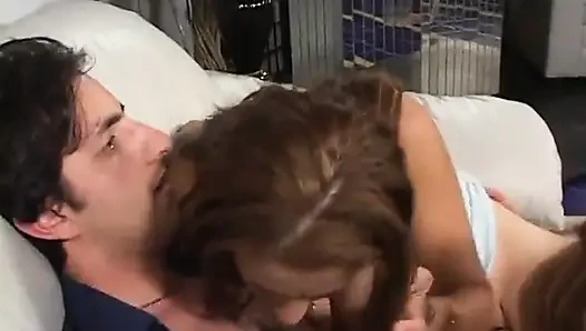 Slutty girls get their pussies licked and fucked in the living room