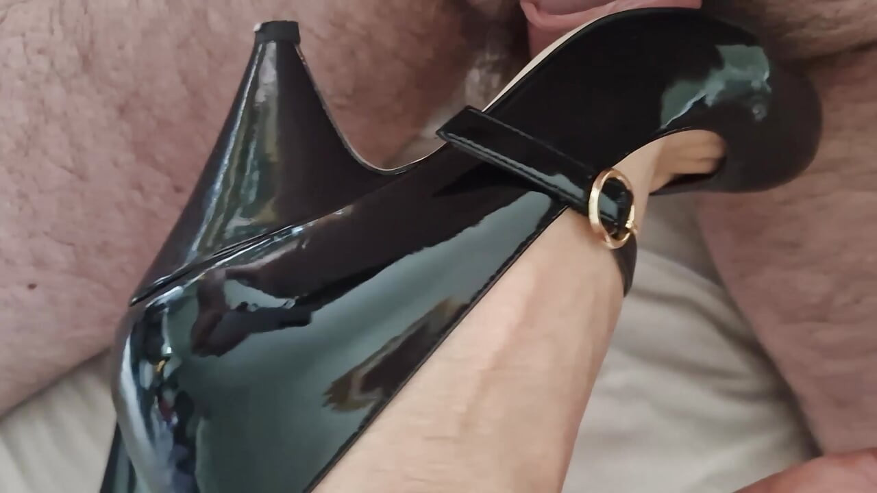 My weakness for her black patent Mary Jane heels, size 36