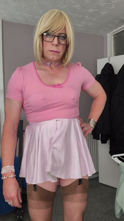 Teasing in my short skirt FF stockings and heels | Clip 1