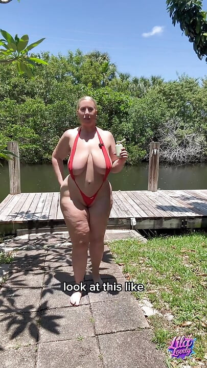 Oiled up MILF Slingshot Bikini JOI