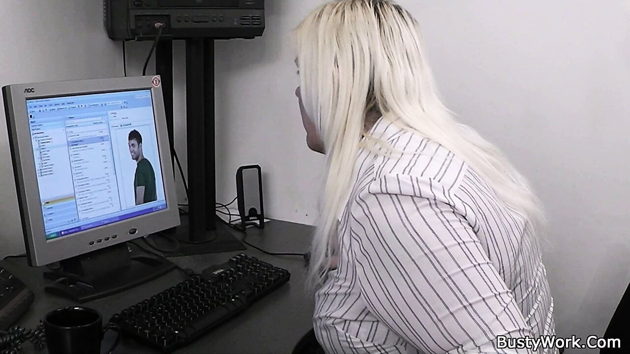 Chubby blonde secretary riding big boss cock