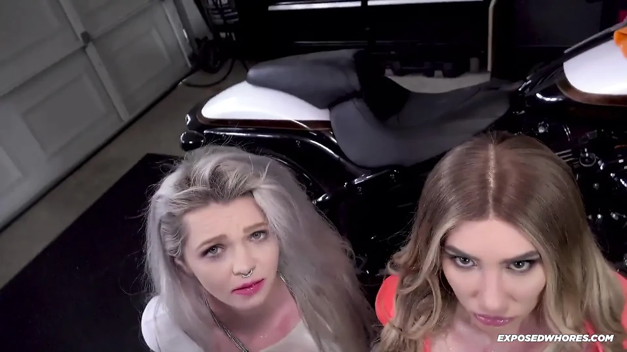 Two Horny Sluts Get Pissed on and Fucked by Biker
