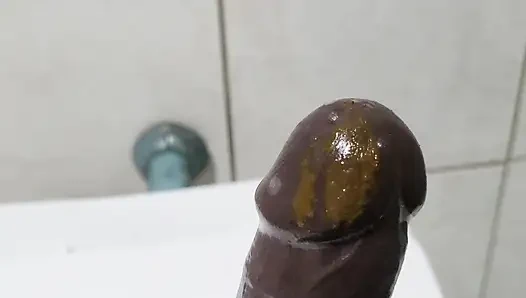 Trying the first dildo I got from a client - deep gagging & drooling mess