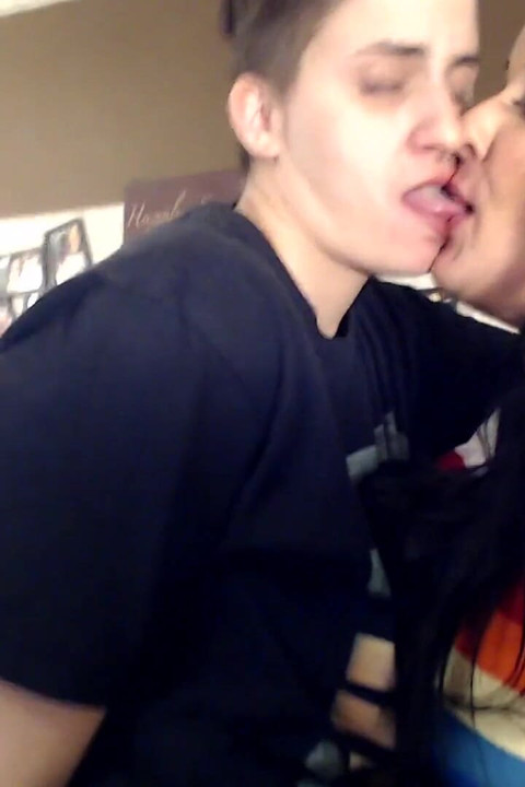 Deep passionate lesbian tongue kissing