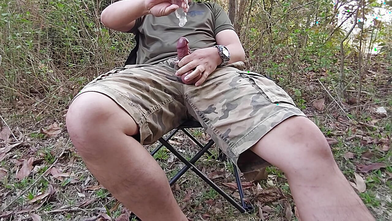 Jerking off at a campsite