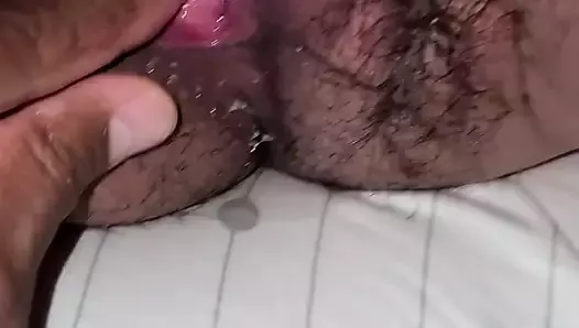 My wife's cousin giving me a footjob and squirting after.